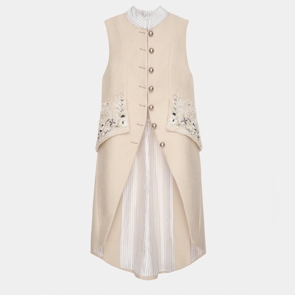 Zara ⚜️Atelier, RARE Wool Embroidered Tailcoat Vest S Cream. Limited Edition NWT - Picture 6 of 14